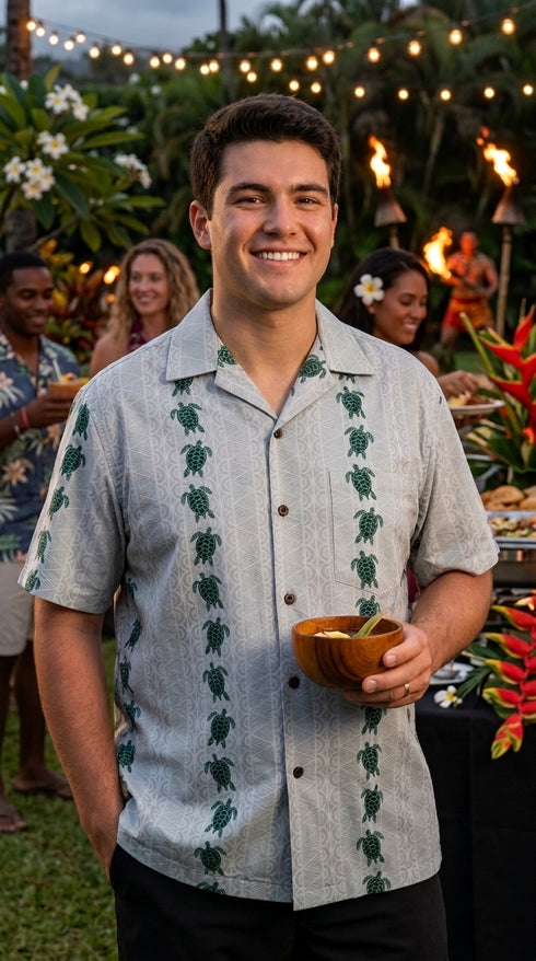 Turtle Panel Men's Aloha Shirts