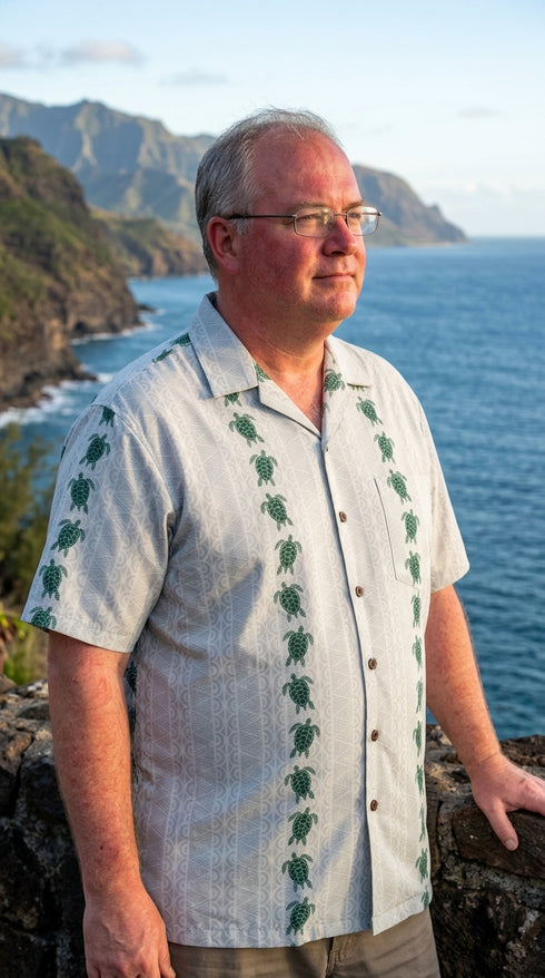 Turtle Panel Men's Aloha Shirts