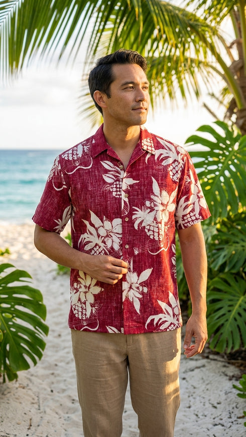 RJC Mens Ukulele Pineapple Reverse Shirt