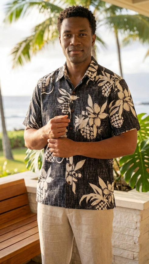 RJC Mens Ukulele Pineapple Reverse Shirt