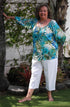 RJC Womens Watercolor Tropic Peasant Blouse