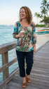 RJC Womens Watercolor Tropic Peasant Blouse