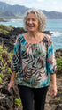 RJC Womens Watercolor Tropic Peasant Blouse