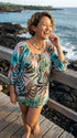 RJC Womens Watercolor Tropic Peasant Blouse