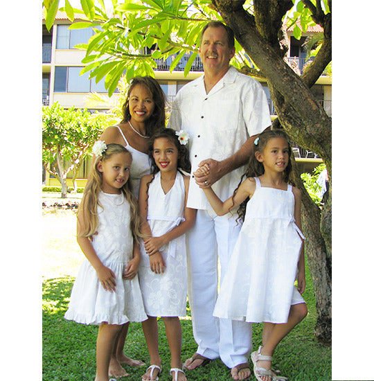 Hawaiian wedding white family clothing