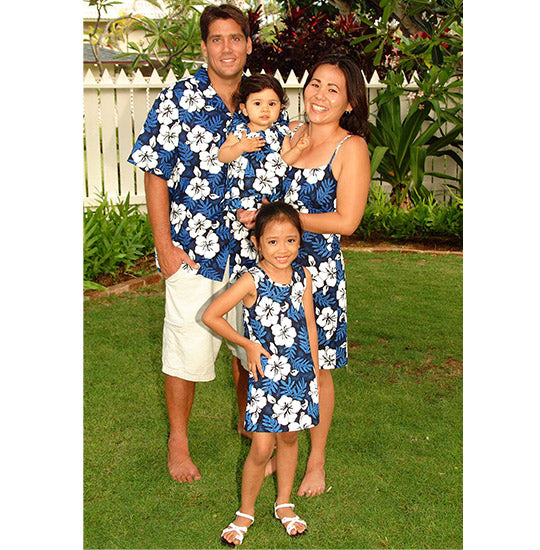 White Hibiscus Fern matching family outfits