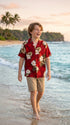 White Hibiscus Monstera Boy's Hawaiian Shirt