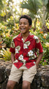 White Hibiscus Monstera Boy's Hawaiian Shirt