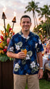 Pacific Legend Men's White Hibiscus Monstera Shirt