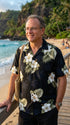 Pacific Legend Men's White Hibiscus Monstera Shirt