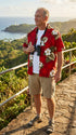 Pacific Legend Men's White Hibiscus Monstera Shirt