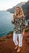 RJC Womens Woodcut Updown Staircase Peasant Blouse