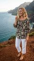 RJC Womens Woodcut Updown Staircase Peasant Blouse