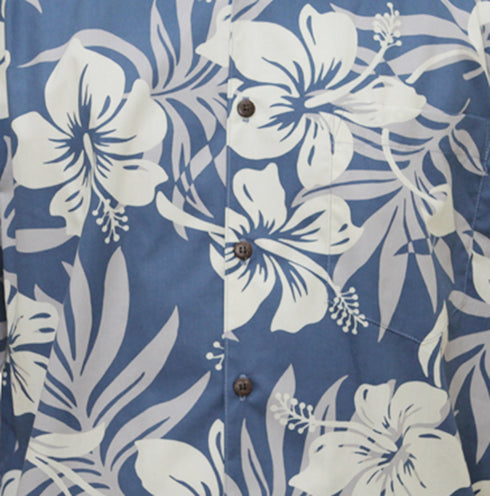 Go Barefoot Mens Hibiscus Fern Peached Cotton Shirt