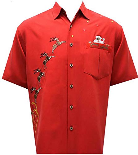 Bamboo Cay Men's Peekaboo Santa Embroidered Shirt