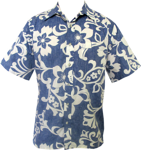 Made in USA - Go Barefoot Men's Star Pareau Reverse Aloha Shirt