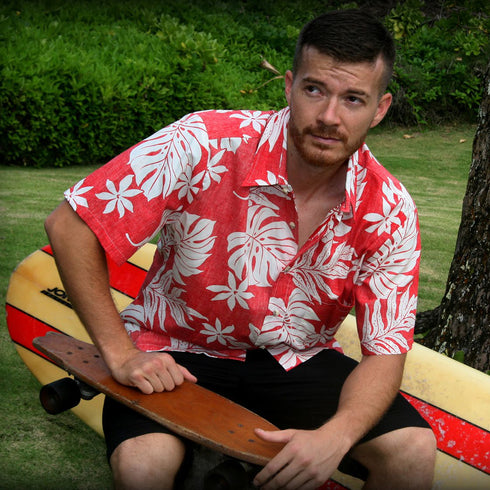 Magnificent Monstera - Reverse Print Hawaiian Cotton Mens Shirt