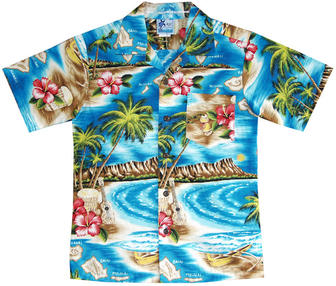 RJC Boys Hibiscus Hawaiian Island Shirt