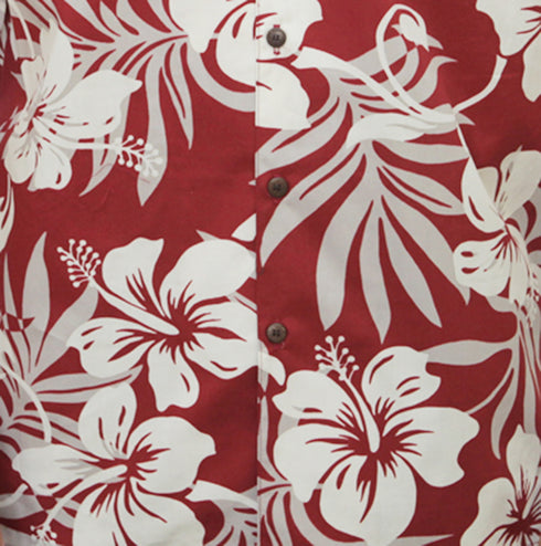 Go Barefoot Mens Hibiscus Fern Peached Cotton Shirt