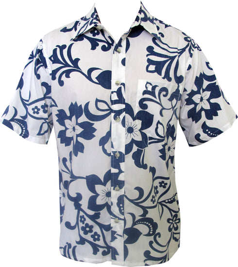 Made in USA - Go Barefoot Men's Star Pareau Reverse Aloha Shirt