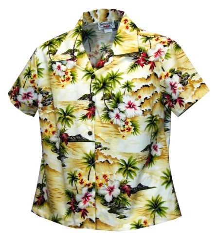 Pacific Legend Women's Diamond Head Ocean Wave Fitted Shirt