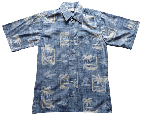 Made in USA - Go Barefoot Men's Outrigger Palm Reverse Aloha Shirt