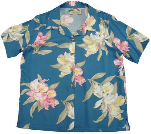 Orchid Corsage Women's Hawaiian Camp Shirt