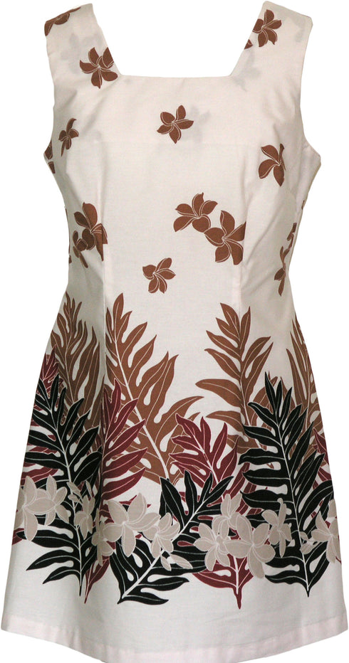 Plumeria Fern Women's A-Line Hawaiian Short Tank Dress