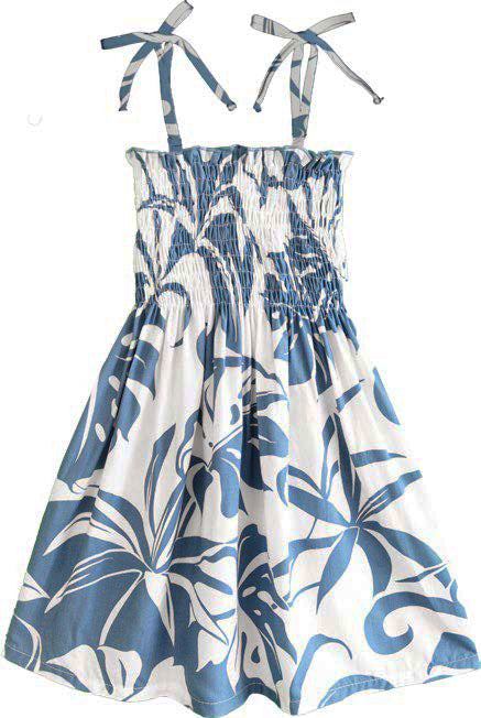 Delicate Tropical Girl's Hawaiian Smocked Dress