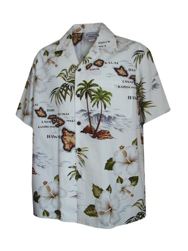Pacific Legend Mens Hawaiian Island Archipelago Hibiscus Shirt