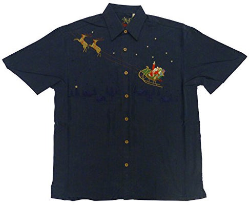 Bamboo Cay Mens Flying Santa Embroidered Shirt