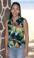 RJC Womens Jungle Parrot Sleeveless Button Down Shirt