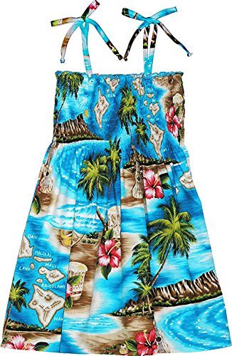 RJC Girl's Hibiscus Hawaiian Islands Hawaiian Smocked Dress