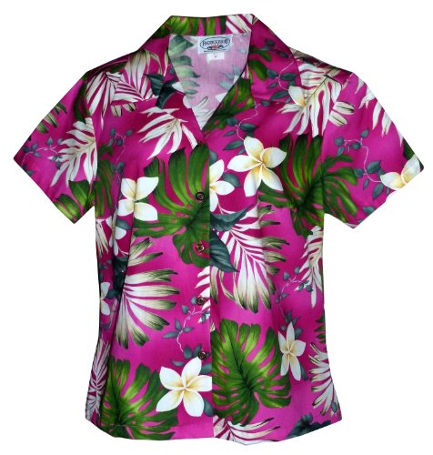Pacific Legend Women's Frangipani Monstera Fern Fitted Shirt
