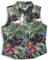 Parrots Monstera Women's Fitted Sleeveless Cotton Aloha Blouse