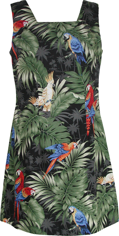Parrots Monstera Women's A-Line Hawaiian Short Tank Dress