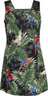 Parrots Monstera Women's A-Line Hawaiian Short Tank Dress