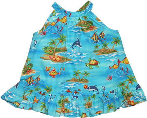 RJC Baby Girls Underwater Cartoon Island Halter Dress 2pc Set