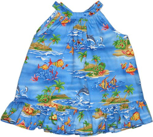 RJC Baby Girls Underwater Cartoon Island Halter Dress 2pc Set