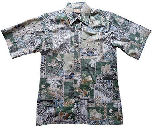 Made in USA - Go Barefoot Men's Pacifica Islander Reverse Aloha Shirt