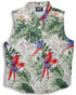 Parrots Monstera Women's Fitted Sleeveless Cotton Aloha Blouse