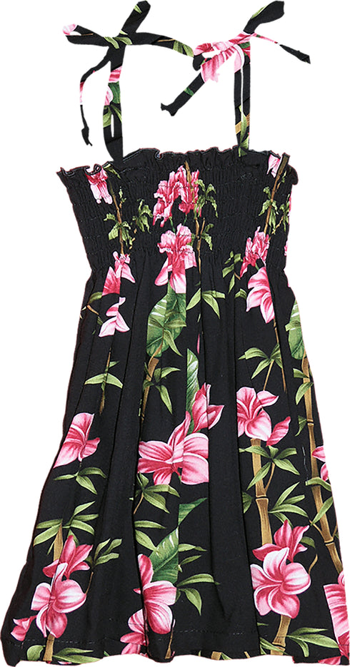 Plumeria Bamboo Panel Girl's Hawaiian Smocked Dress
