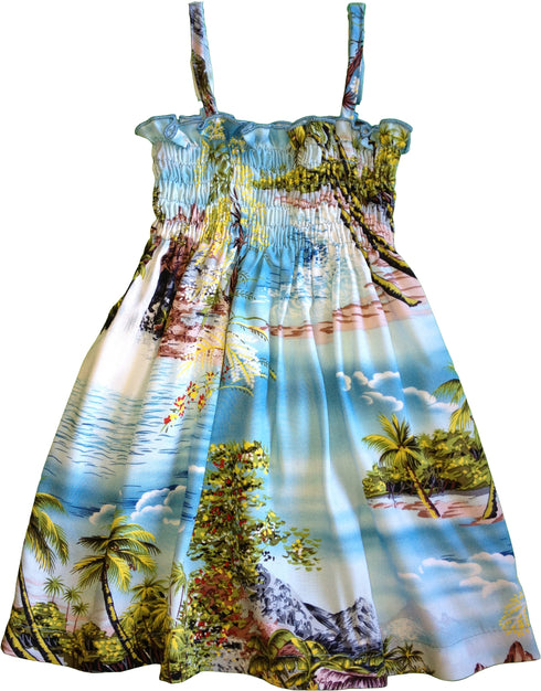 Paradise Island Surf Girl's Hawaiian Smocked Dress