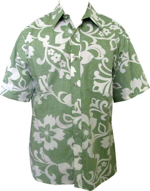 Made in USA - Go Barefoot Men's Star Pareau Reverse Aloha Shirt