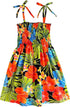 Vibrant Hibiscus Girl's Hawaiian Smocked Dress