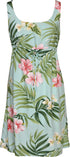 Pale Hibiscus Orchid Women's Empire Tie Front Hawaiian Dress (Generous Fit)