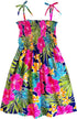 Vibrant Hibiscus Girl's Hawaiian Smocked Dress