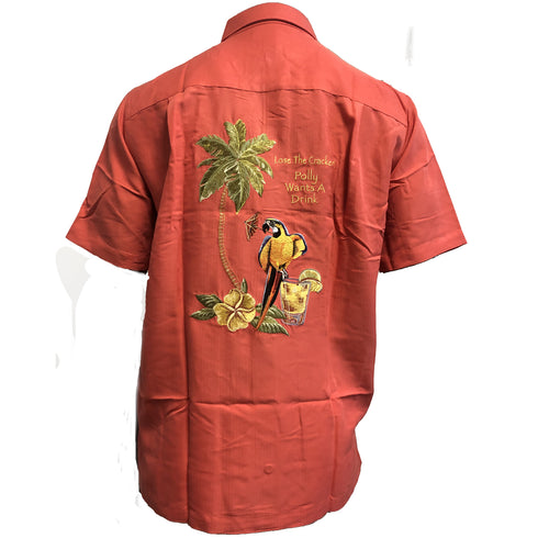 Polly Wants a Drink Mens Weekender Embroidered Shirt