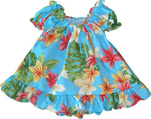 RJC Baby Girls Plumeria Sunshine Puff Sleeve Hawaiian 2pc Dress Set