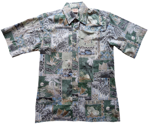 Made in USA - Go Barefoot Men's Pacifica Islander Reverse Aloha Shirt